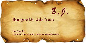 Burgreth János névjegykártya